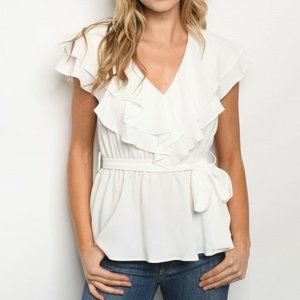 Double Ruffled Collar Top *ALL ITEMS ARE NEW, FROM MY CLOSED BOUTIQUE* #8724